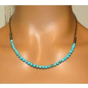 Navajo Turquoise Bead Heishi Choker Necklace Native American 18L V. Johnson